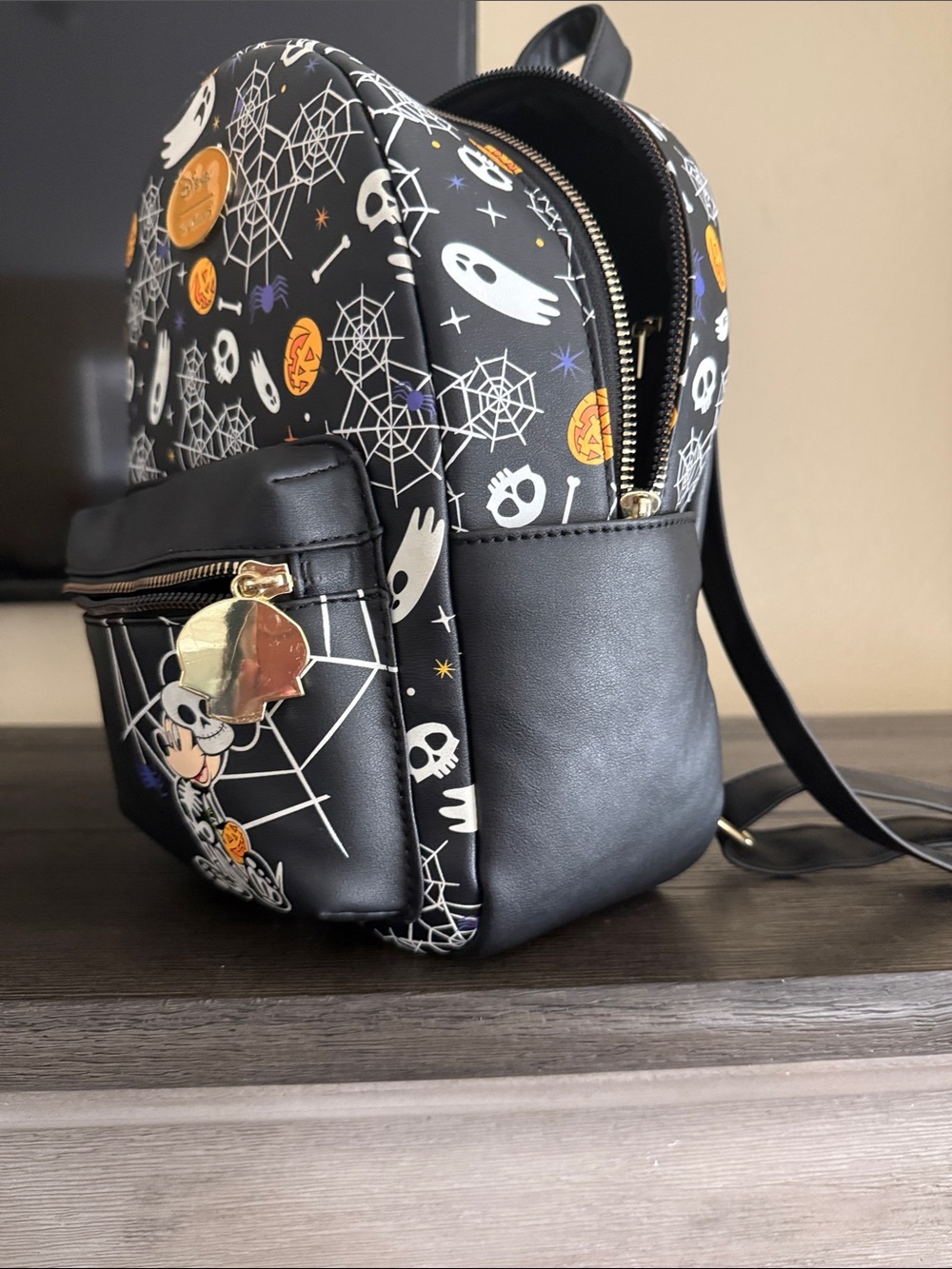 Disney Black Halloween Mickey Mini Backpack with Orange and Purple plus wallet . - Picture 9 of 9